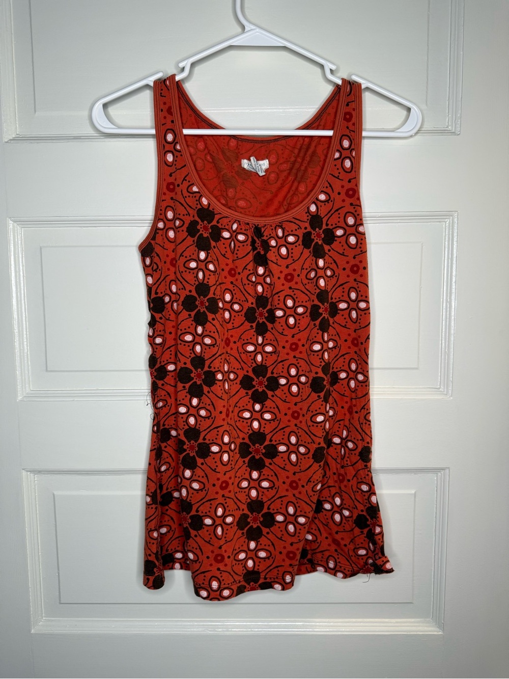 Maurices Orange Red Floral-Pattern Tank Top